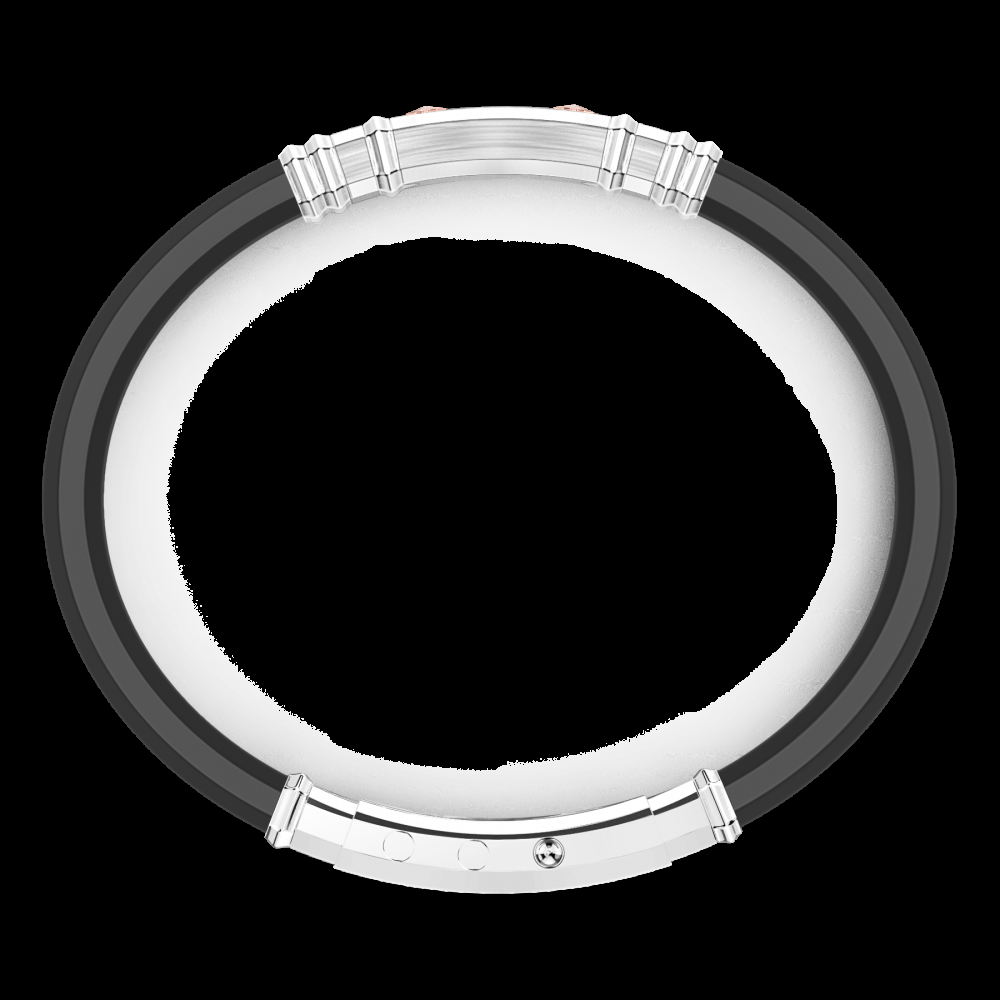 Zancan Bracciale Zancan in silicone nero con targa in argento e dettagli in oro rosa 2025