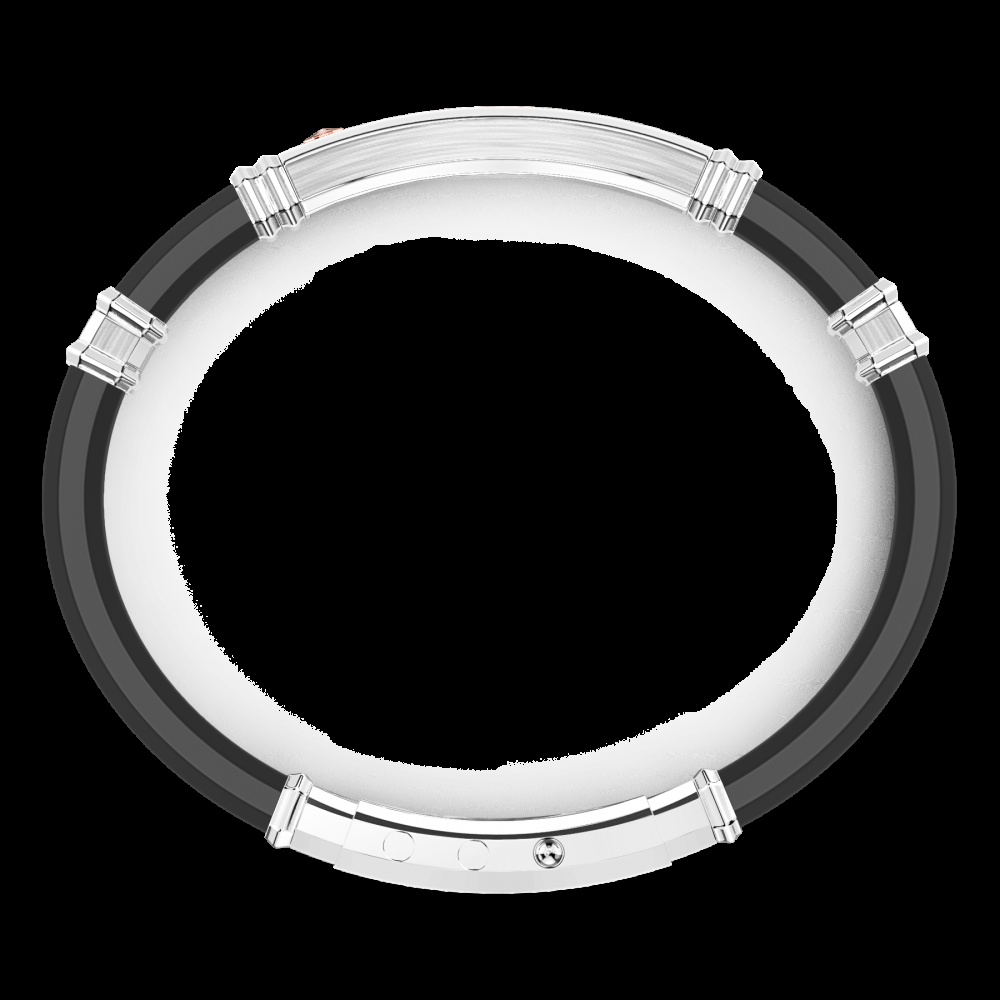 Zancan Bracciale Zancan in silicone nero con targa in argento e dettagli in oro rosa In Linea