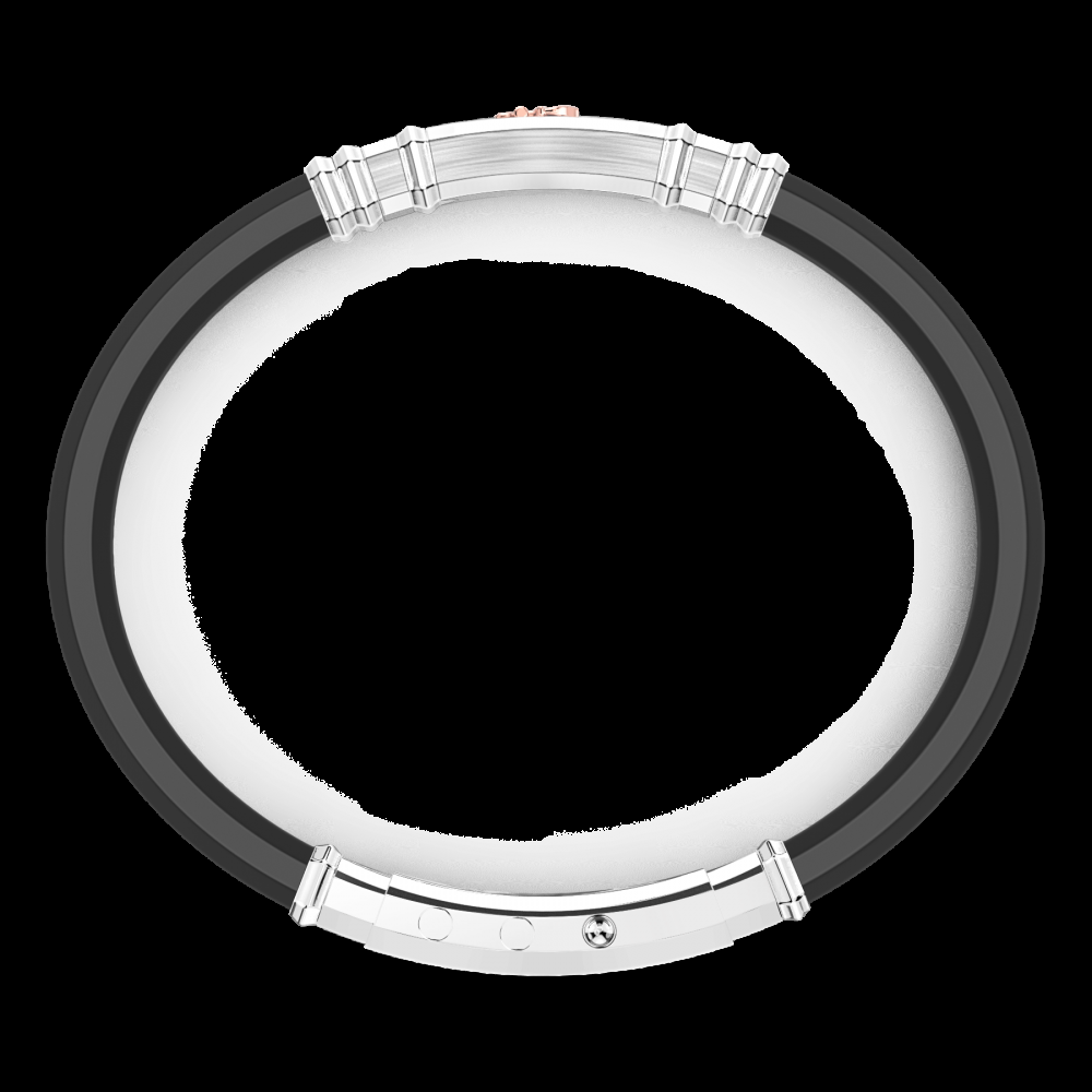 Zancan Bracciale Zancan in silicone nero con targa in argento e dettagli in oro rosa Nuovo