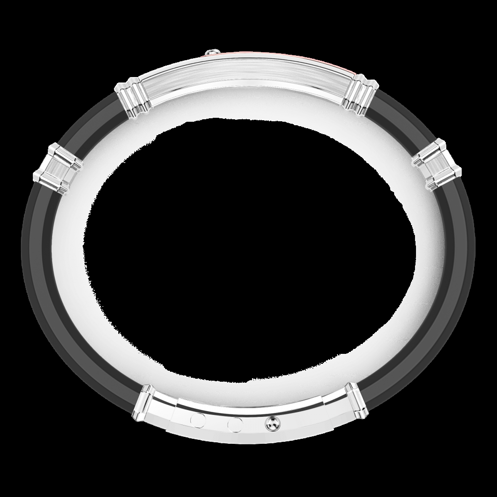 Zancan Bracciale Zancan in silicone nero con targa in argento e dettagli in oro rosa Vendita