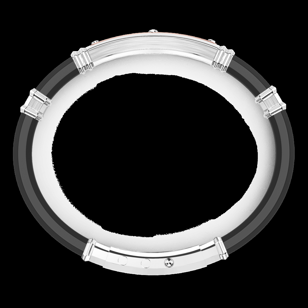 Zancan Bracciale Zancan in silicone nero con targa in argento e dettagli in oro rosa Promozione