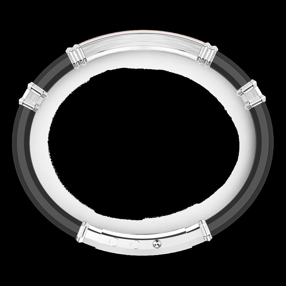 Zancan Bracciale Zancan in silicone nero con targa in argento e dettagli in oro rosa Spedizione Gratuita