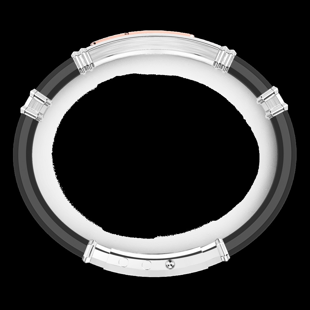 Zancan Bracciale Zancan in silicone nero con targa in argento e dettagli in oro rosa e pietre nere Pezzi Unici