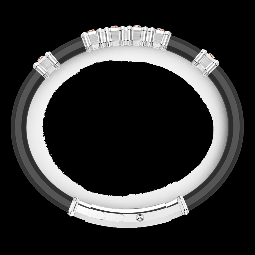 Zancan Bracciale Zancan in silicone nero con targa in argento e dettagli in oro rosa Soddisfazione Garantita