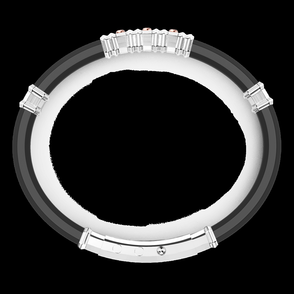 Zancan Bracciale Zancan in silicone nero con targa in argento e dettagli in oro rosa Qualità Garantita