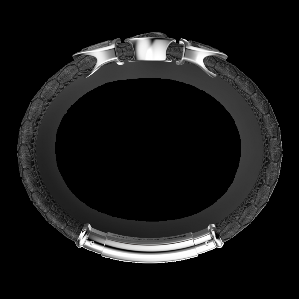 Zancan Bracciale Zancan in pelle con teschio incoronato in argento e pietre rosse Shopping Online