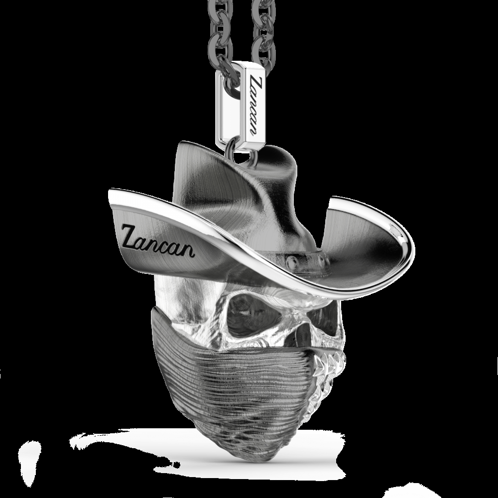 Zancan Collana Zancan in argento con pendente a teschio cowbloy Convenienza
