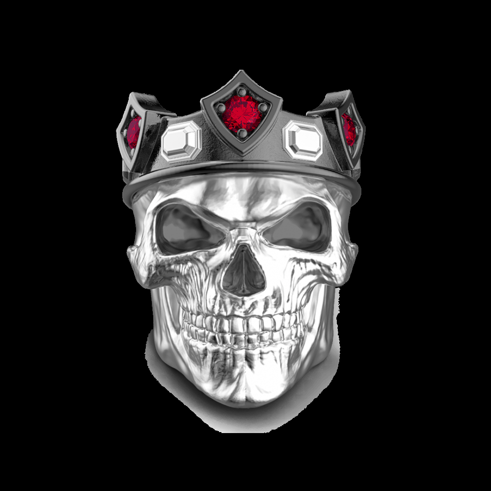 Zancan Anello teschio re Zancan in argento con pietre nere Online