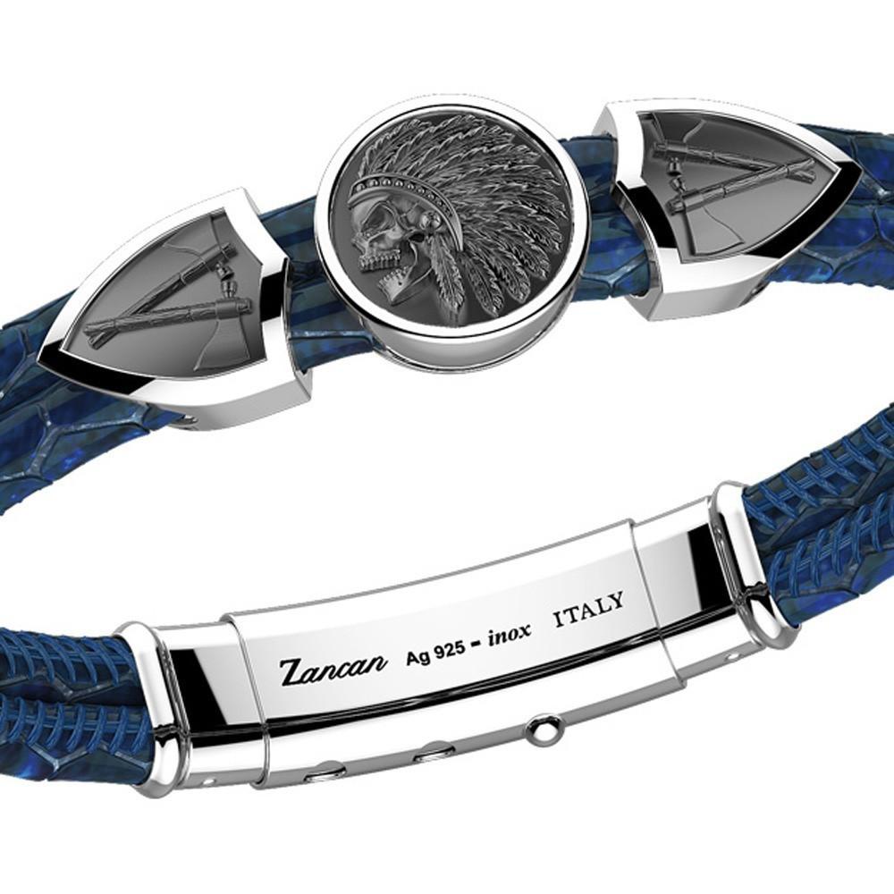 Zancan Bracciale Zancan in pelle con targa e teschio nativo americano Saldi