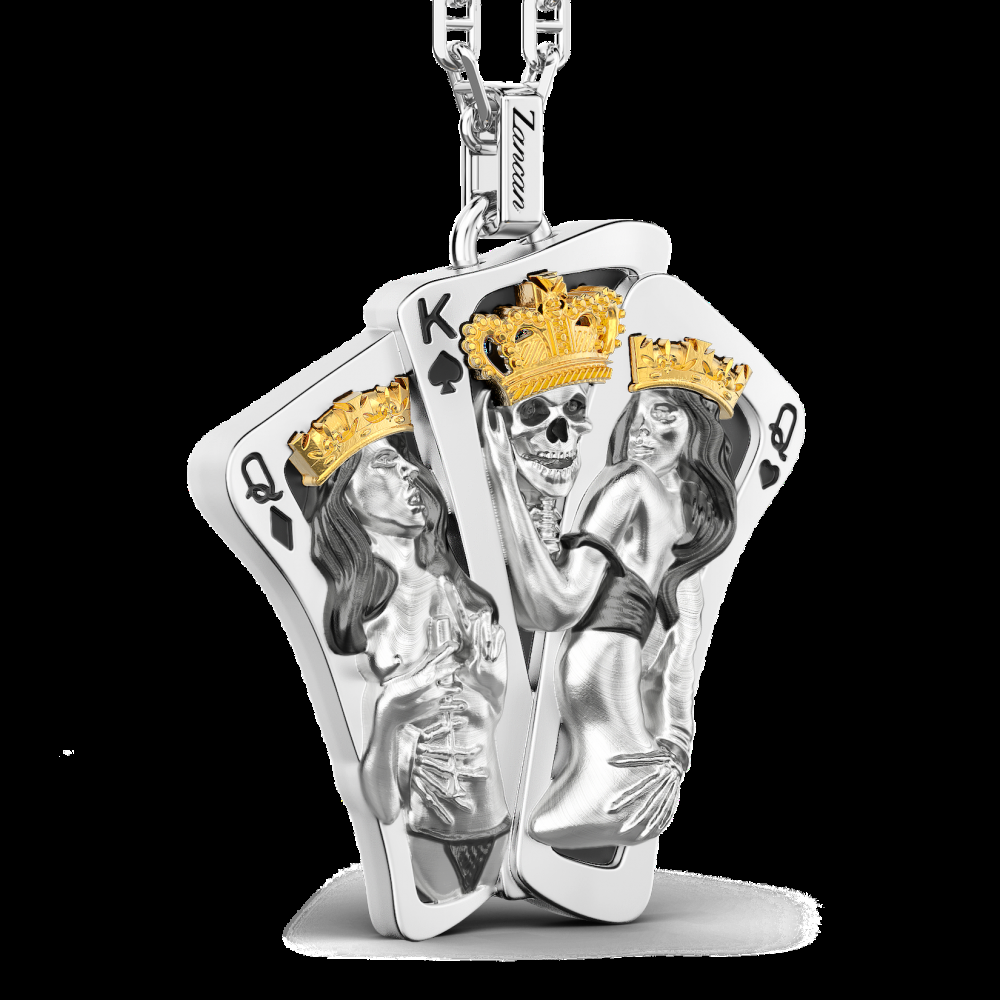 Zancan Collana Zancan in argento con pendente a carte da gioco Vendite Flash