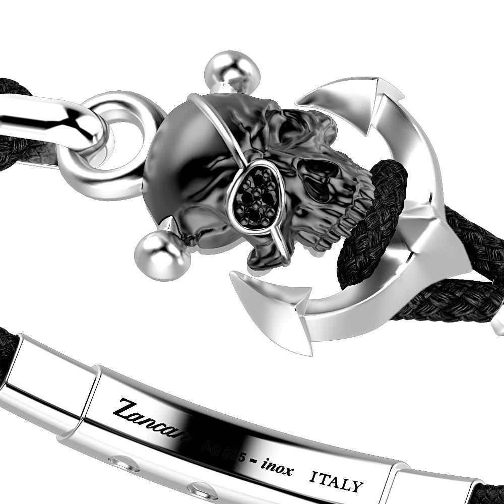 Zancan Bracciale Zancan in kevlar con teschio in argento In Saldo