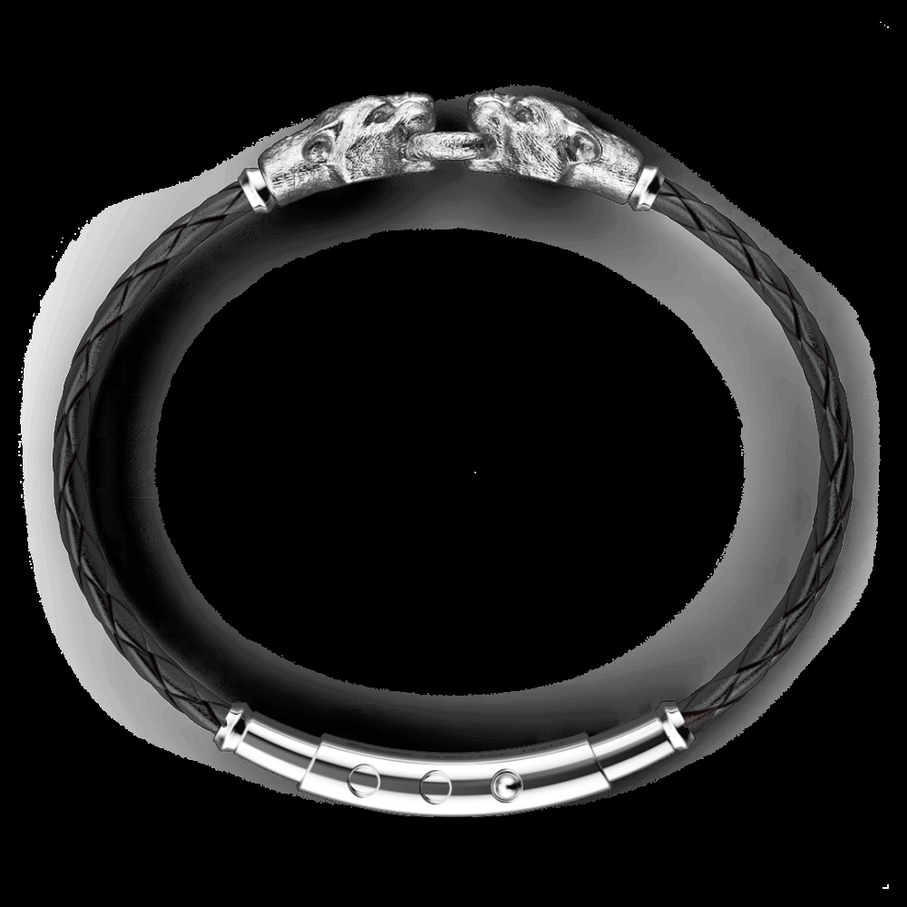 Zancan Bracciale Zancan in argento e pelle con pantere Moda