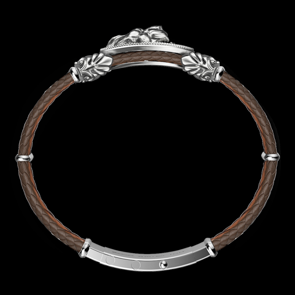 Zancan Bracciale Zancan in argento e pelle con leone Italia