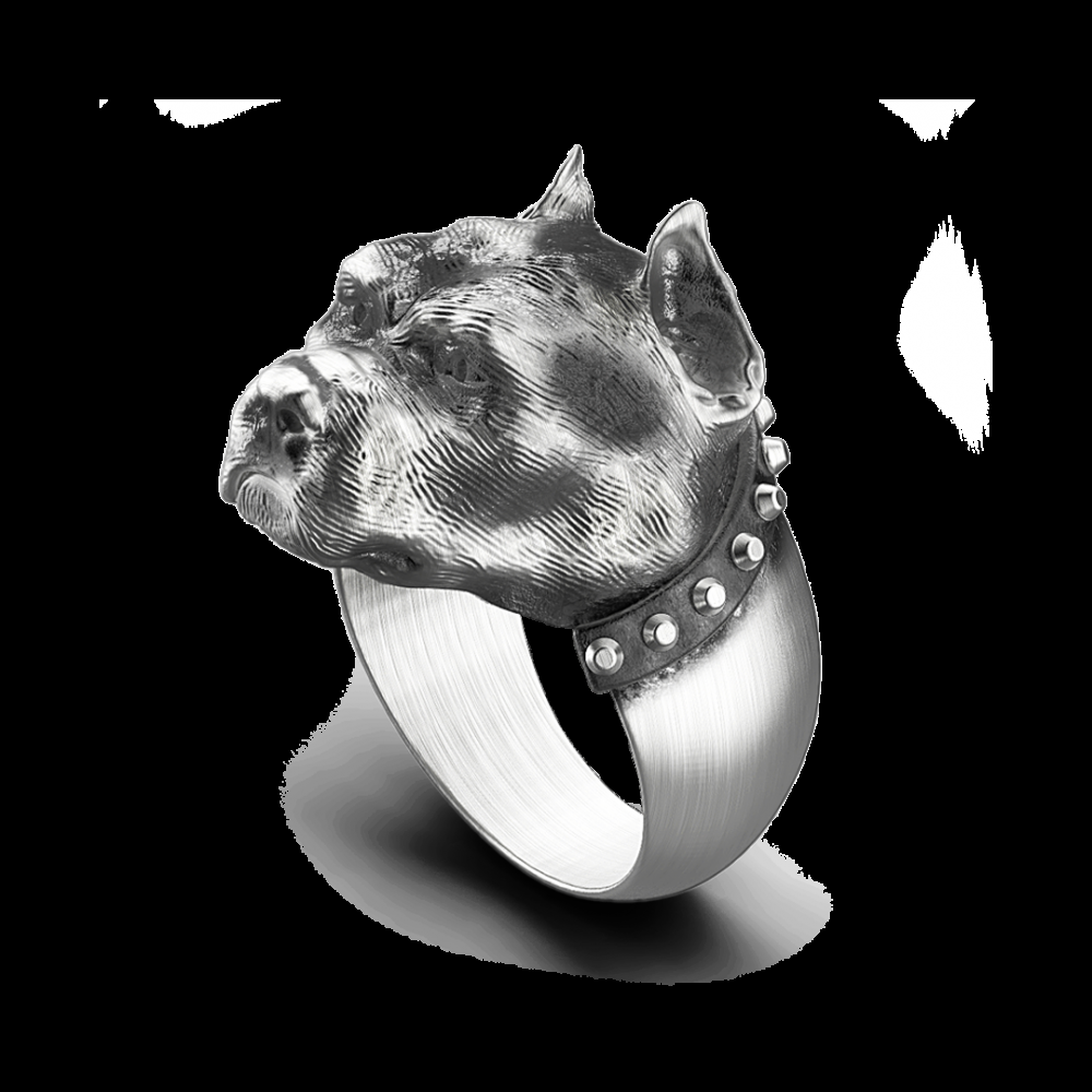 Zancan Anello Zancan pitbull in argento con finitura vintage Presa