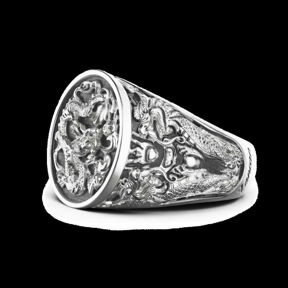 Zancan Anello chevralier Zancan in argento con drago Sconto