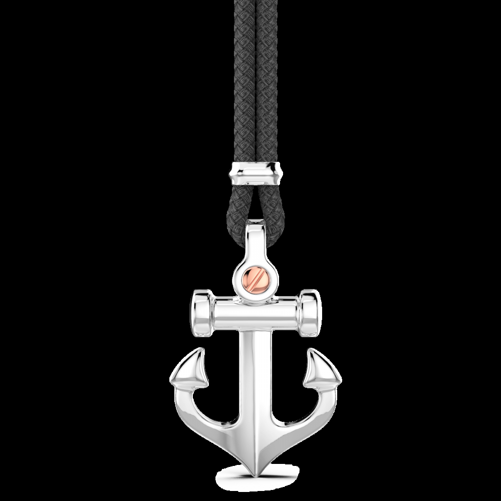 Zancan Collana Zancan in kevlar con pendente ad ancora in argento Ritorno libero