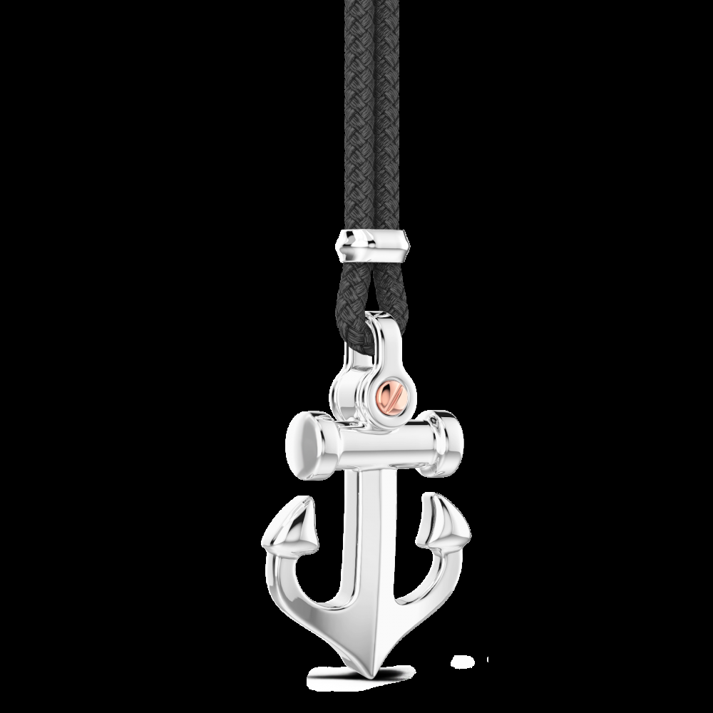 Zancan Collana Zancan in kevlar con pendente ad ancora in argento Ritorno libero