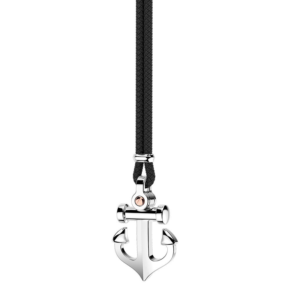 Zancan Collana Zancan in kevlar con pendente ad ancora in argento Ritorno libero