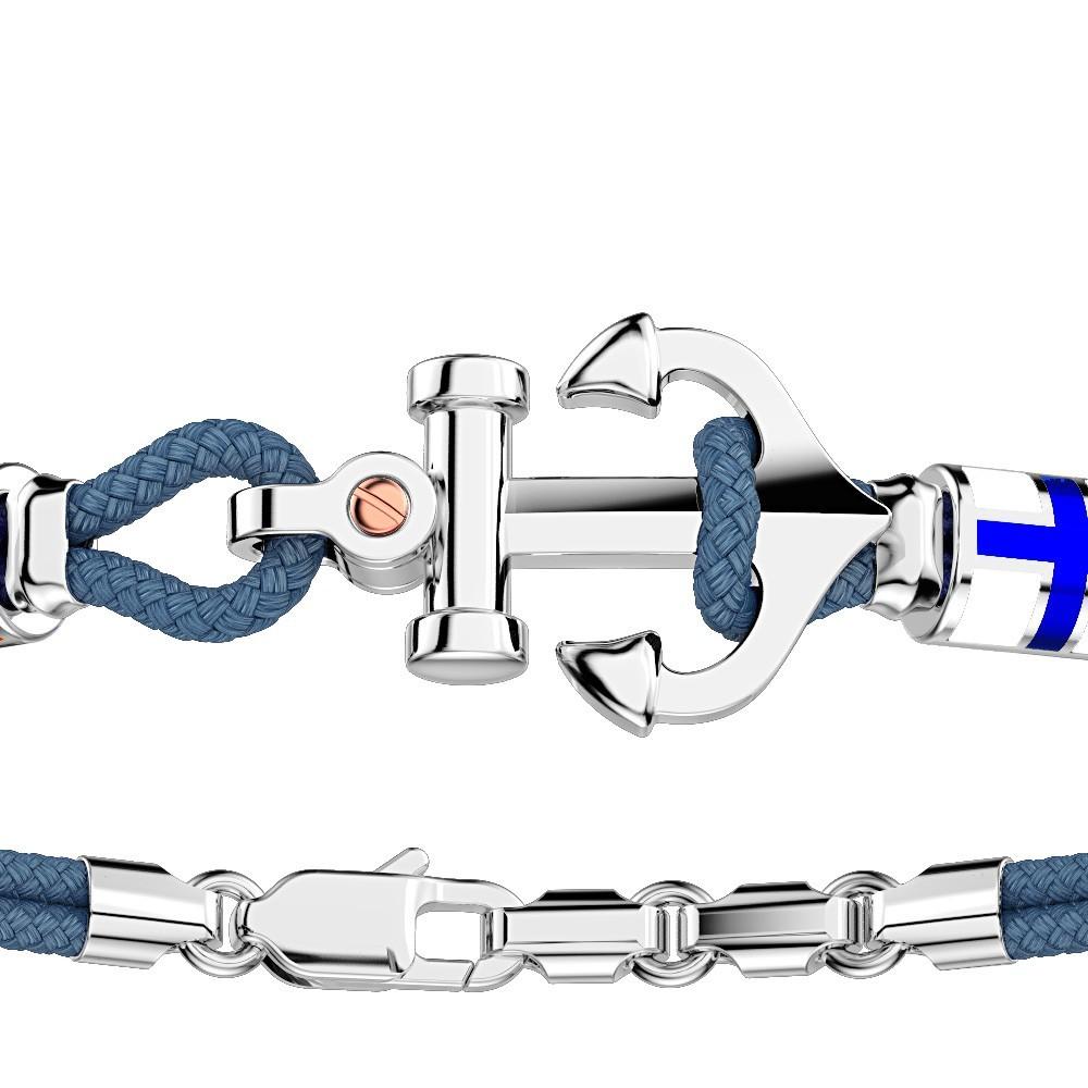 Zancan Bracciale Zancan in kevlar con ancora in argento e bandiere nautiche Latest stili