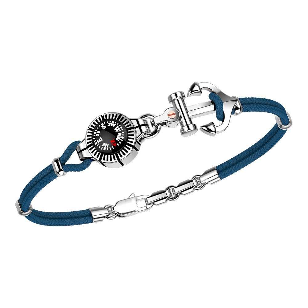 Zancan Bracciale Zancan in kevlar con ancora in argento e bussola Promozione temporanea