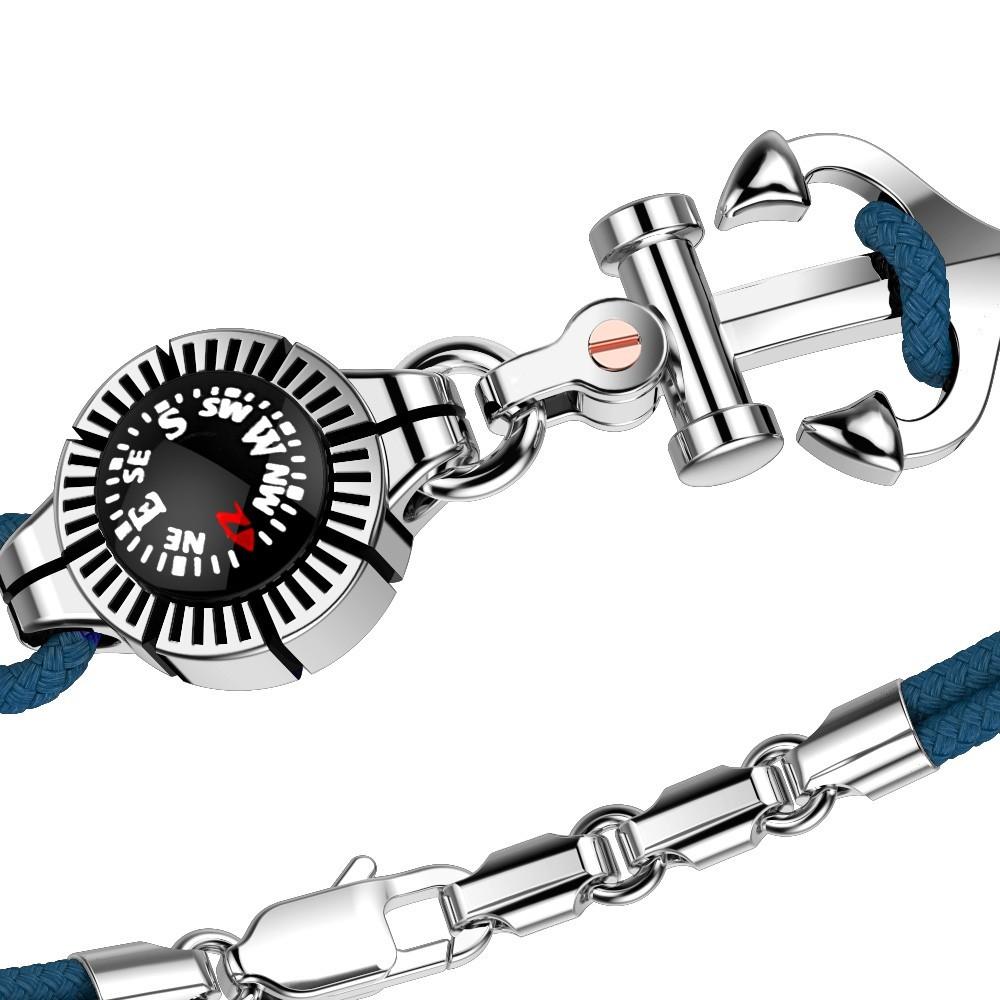 Zancan Bracciale Zancan in kevlar con ancora in argento e bussola Promozione temporanea