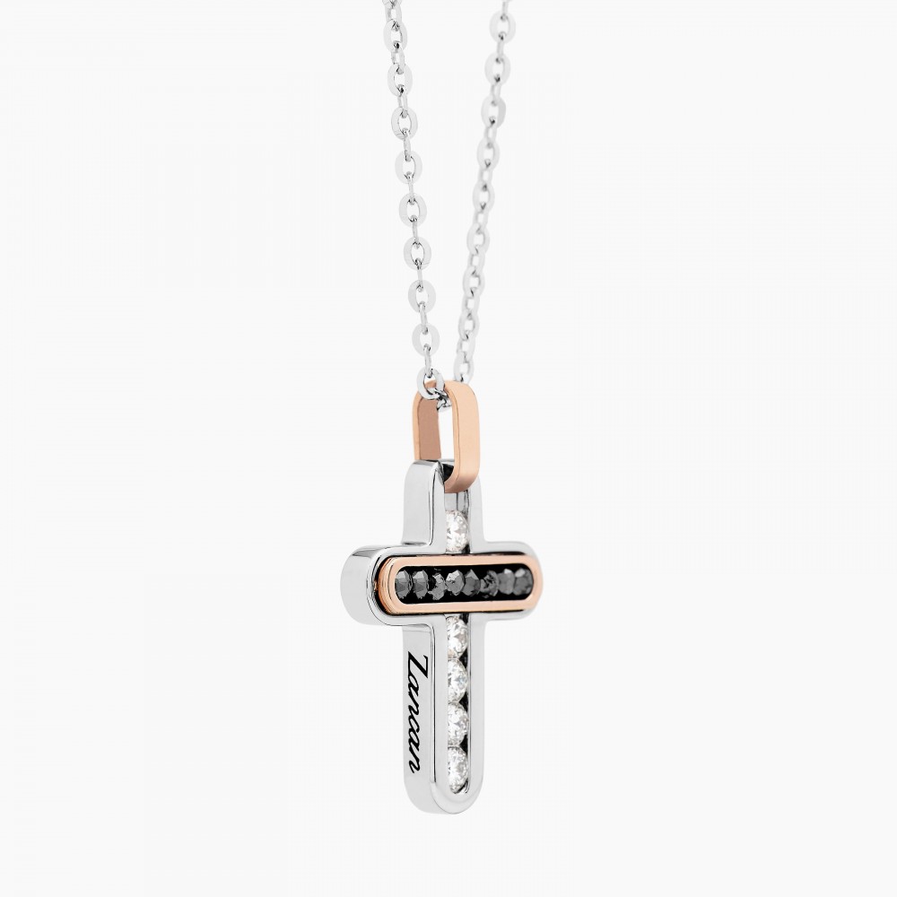 Zancan Collana Zancan in oro bianco con croce e diamanti Economico