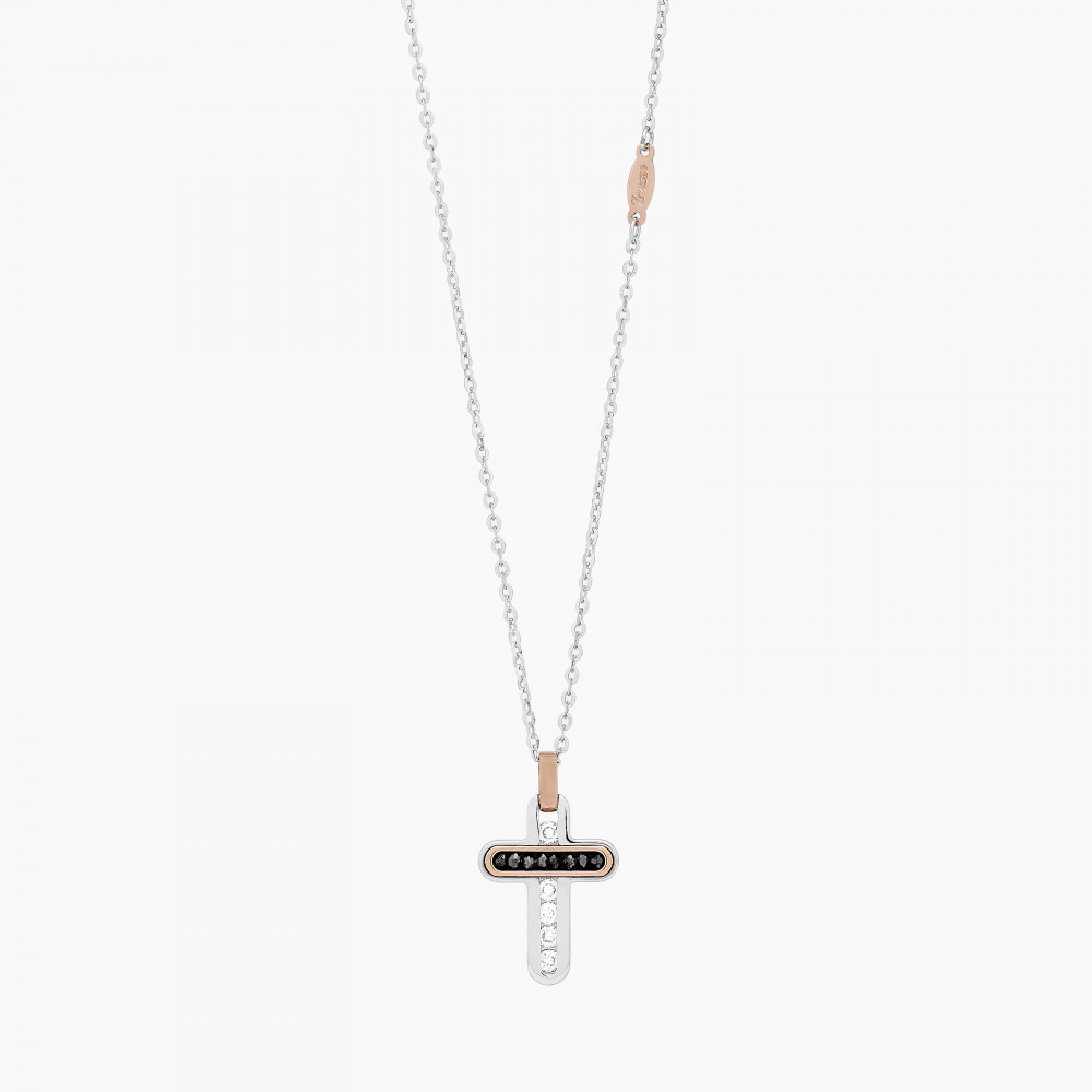 Zancan Collana Zancan in oro bianco con croce e diamanti Economico