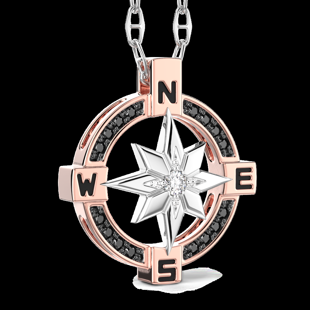 Zancan Collana zancan in oro con pendente rosa dei venti e diamanti Offerta esclusiva