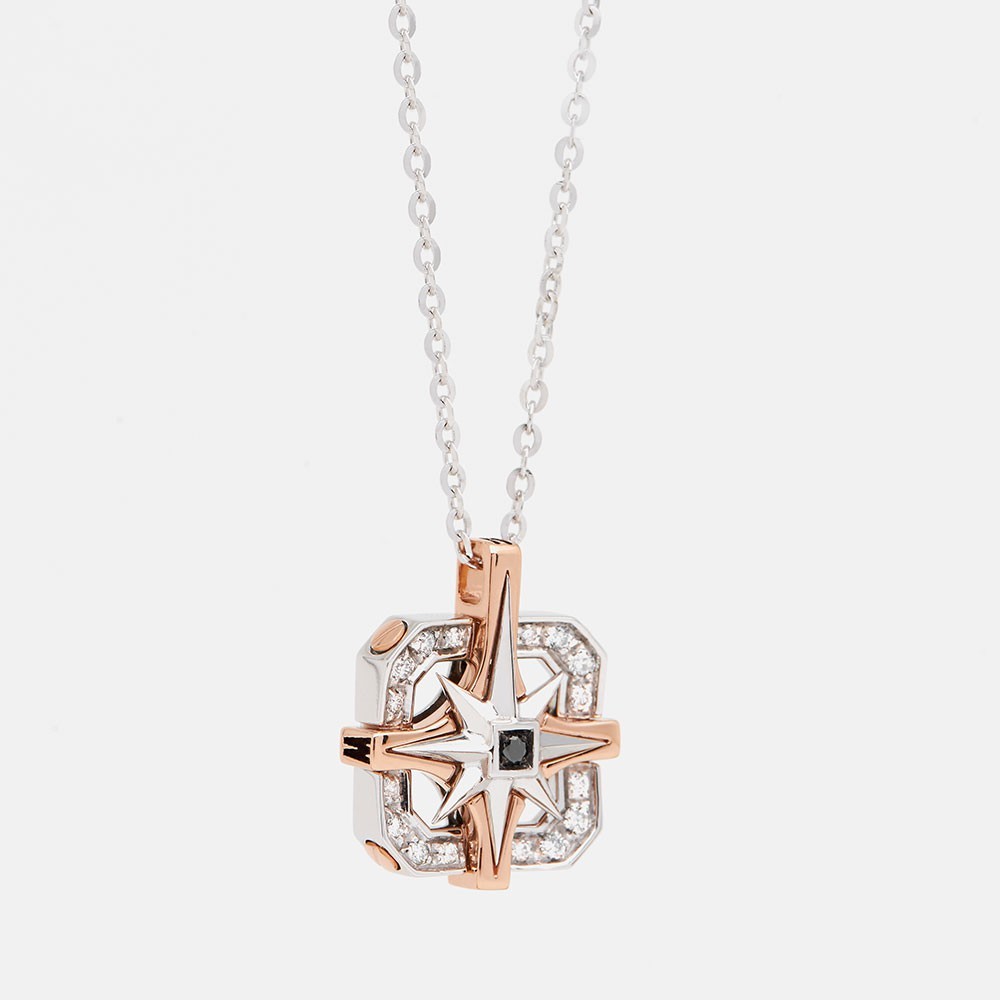 Zancan Collana zancan in oro con pendente rosa dei venti e diamanti Offerta migliore