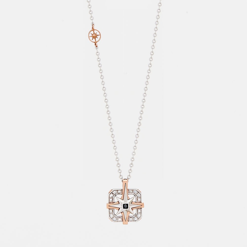 Zancan Collana zancan in oro con pendente rosa dei venti e diamanti Offerta migliore