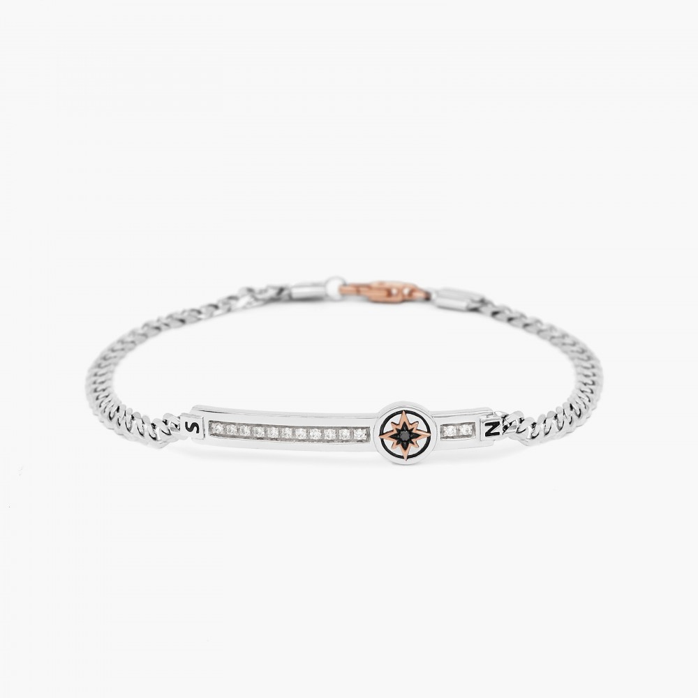Zancan Bracciale Zancan in oro bianco con diamanti e rosa dei venti Offerta temporanea