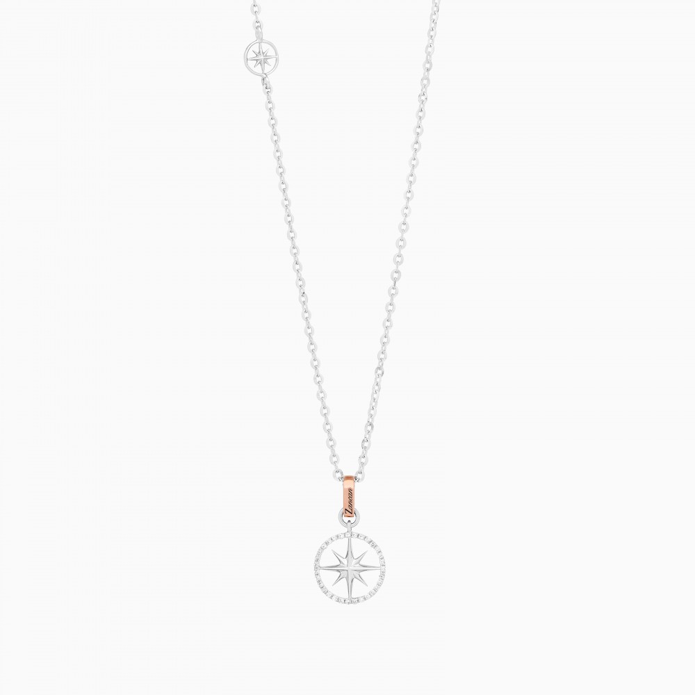 Zancan Collana zancan in oro con pendente rosa dei venti e diamanti Offerte esclusive