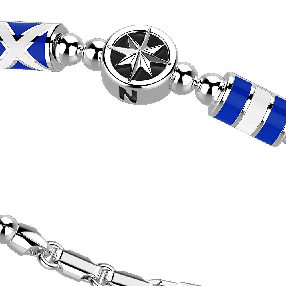 Zancan Bracciale Zancan in argento a sfere con bandiere nautiche e rosa dei venti Ritorno libero