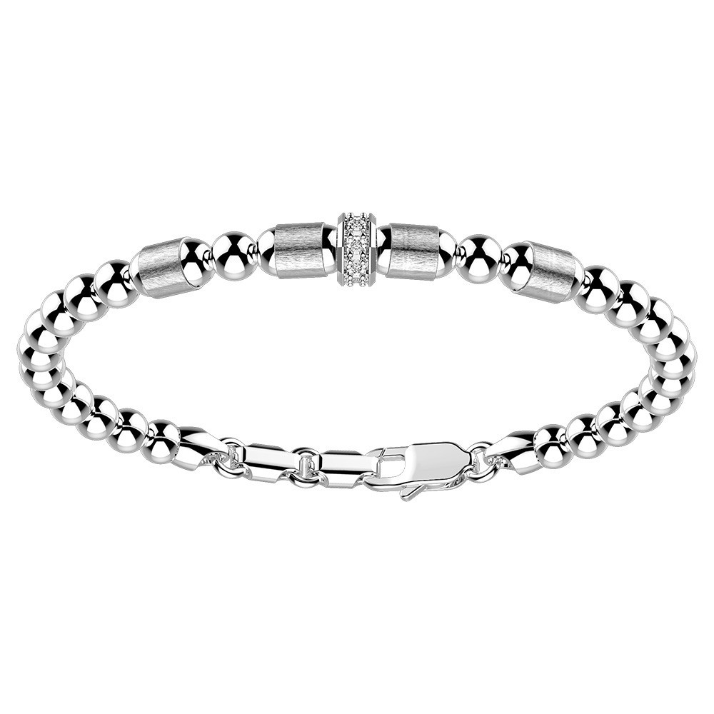 Zancan Bracciale Zancan in argento a sfere con inserti satinati e pietre biianche ACQUISTA ORA