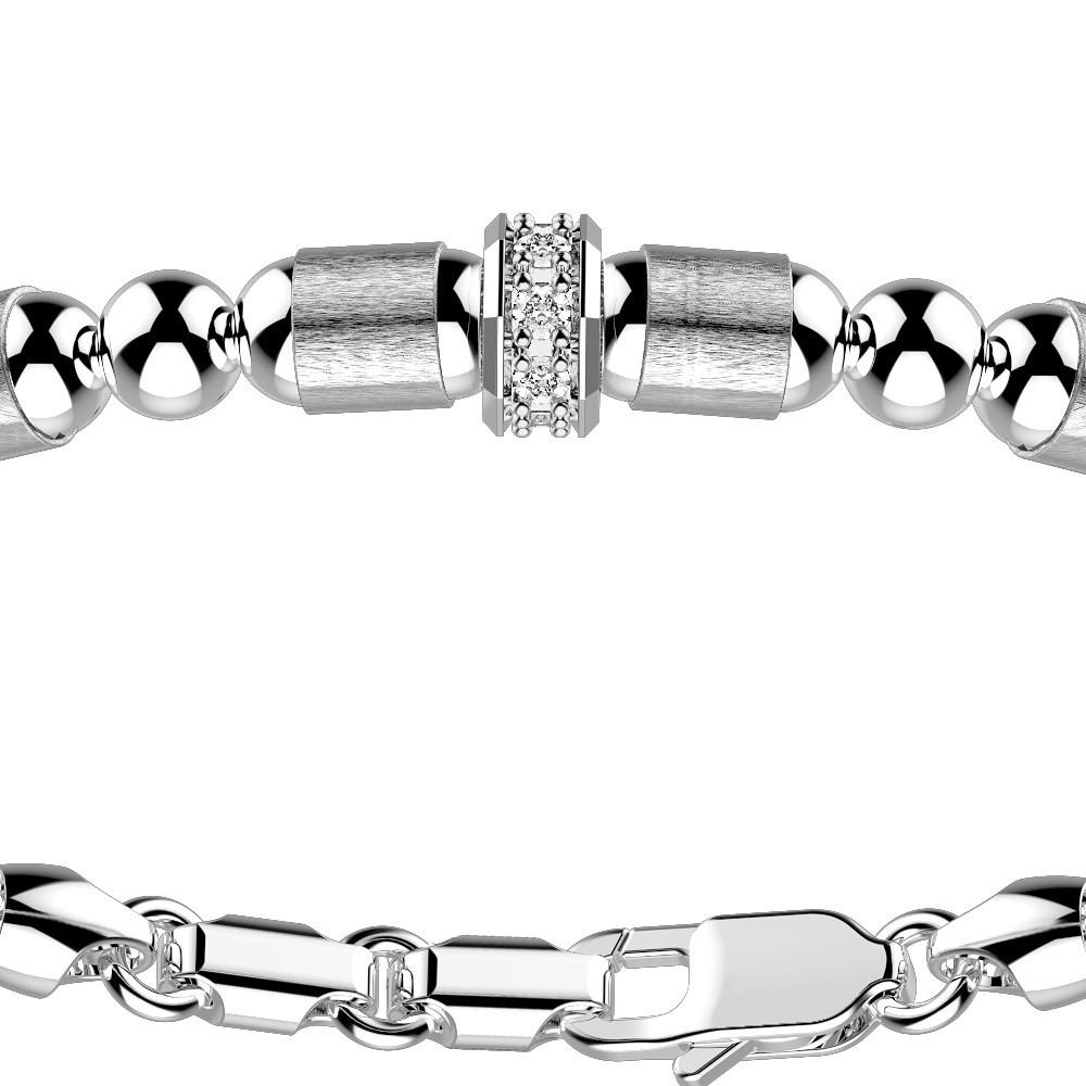 Zancan Bracciale Zancan in argento a sfere con inserti satinati e pietre biianche ACQUISTA ORA
