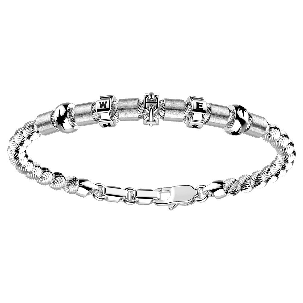 Zancan Bracciale Zancan in argento a sfere con inserti satinati e coordinate geografiche Ultimi due giorni