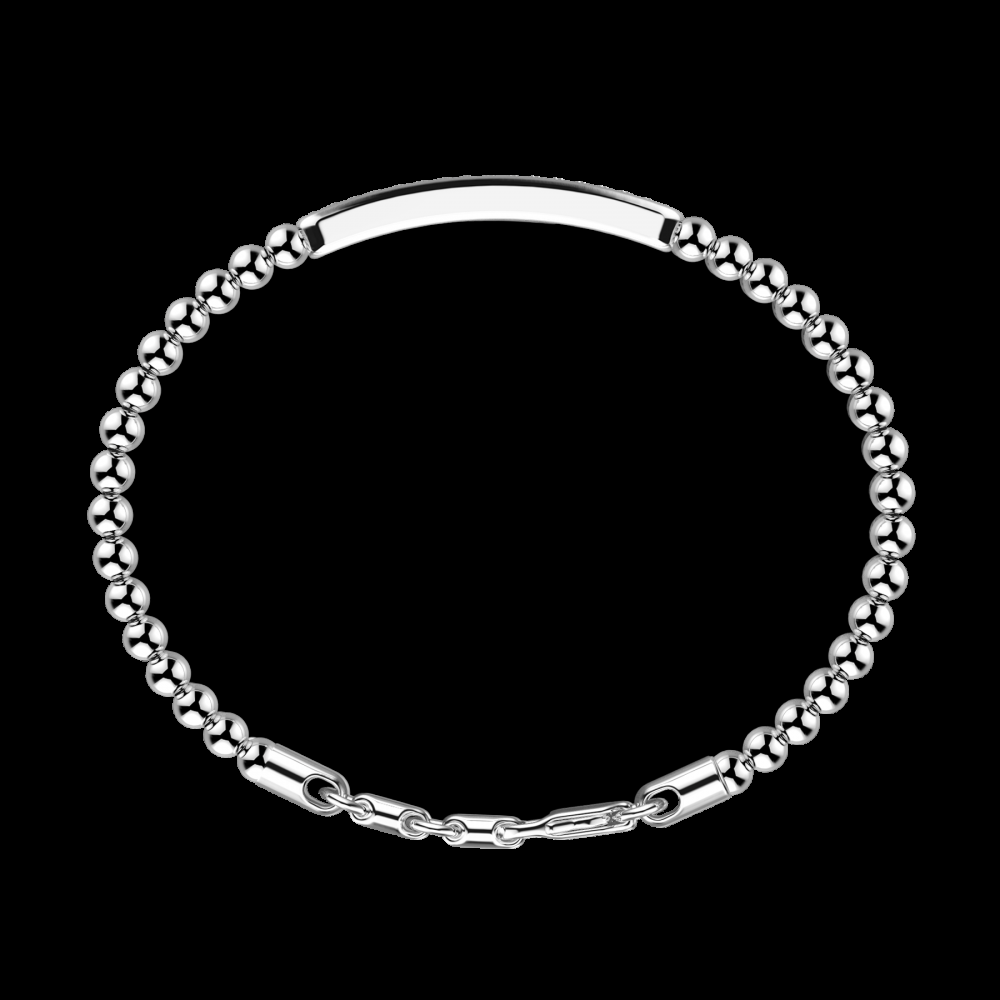 Zancan Bracciale Zancan morbido con sfere in argento e targa con pietre Promozione temporanea