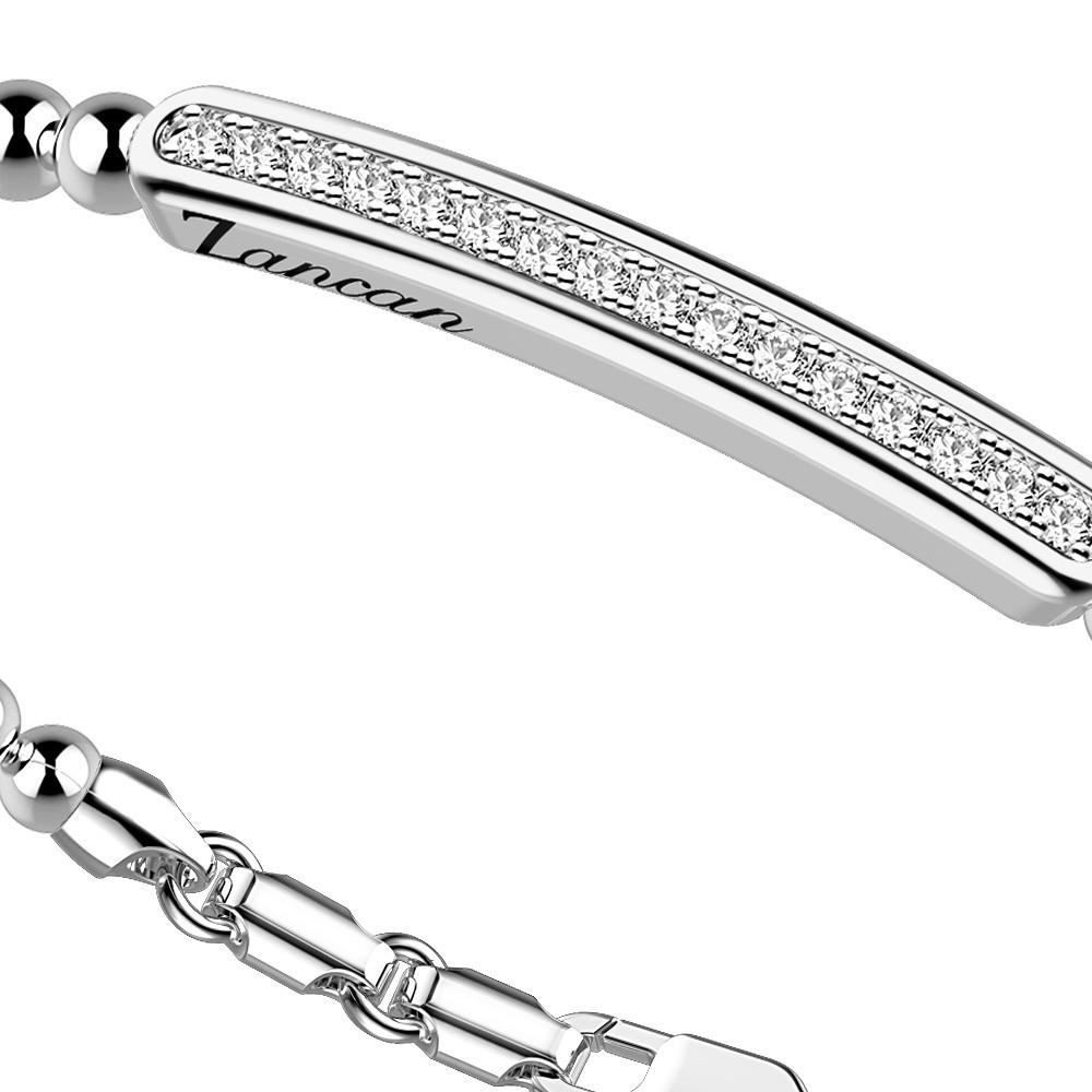 Zancan Bracciale Zancan in argento a sfere con targa e pietre bianche Fino al 65% di sconto