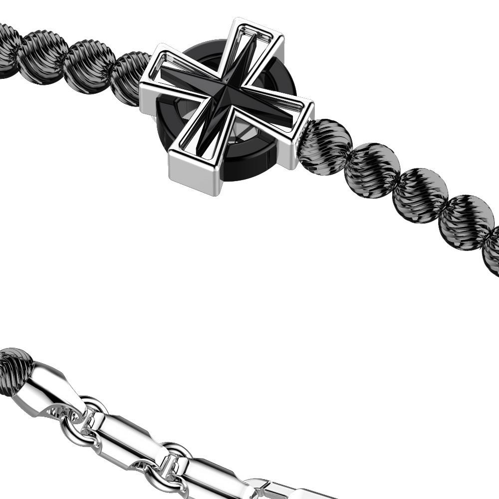 Zancan Bracciale Zancan in argento a sfere con croce greca Sostegno trimestrale