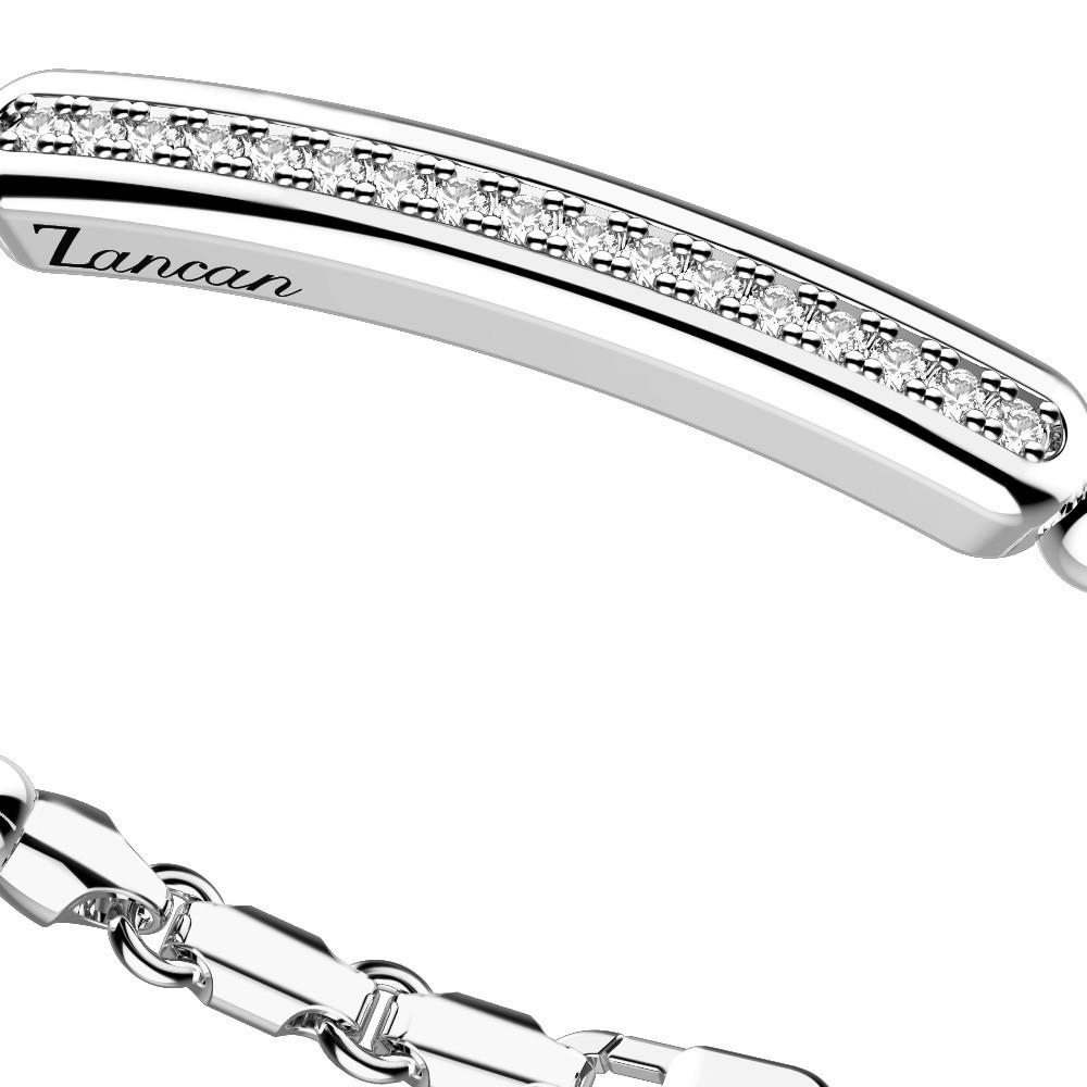 Zancan Bracciale Zancan in argento a sfere con targa e pietre bianche Limitato a 3 giorni