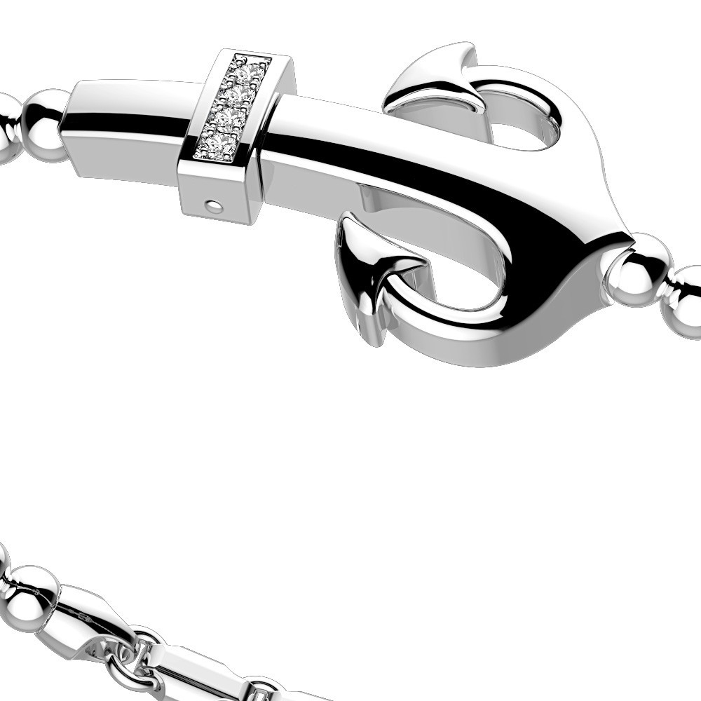 Zancan Bracciale Zancan in argento a sfere con ancora e pietre bianche 50% di sconto per tempo limitato