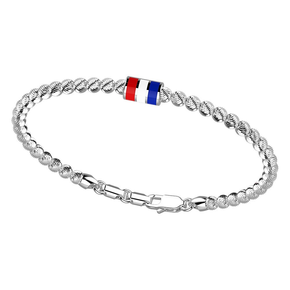 Zancan Bracciale Zancan in argento a sfere con bandiera nautica Italy