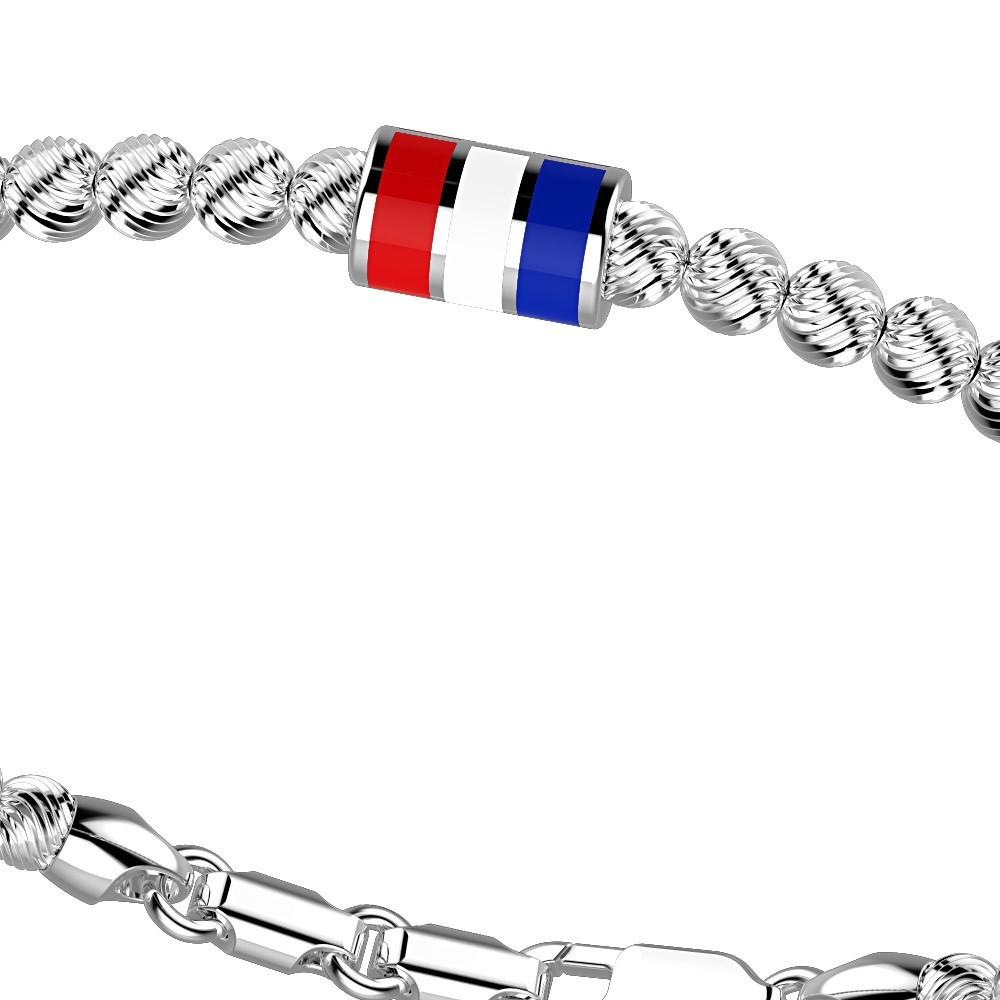 Zancan Bracciale Zancan in argento a sfere con bandiera nautica Italy