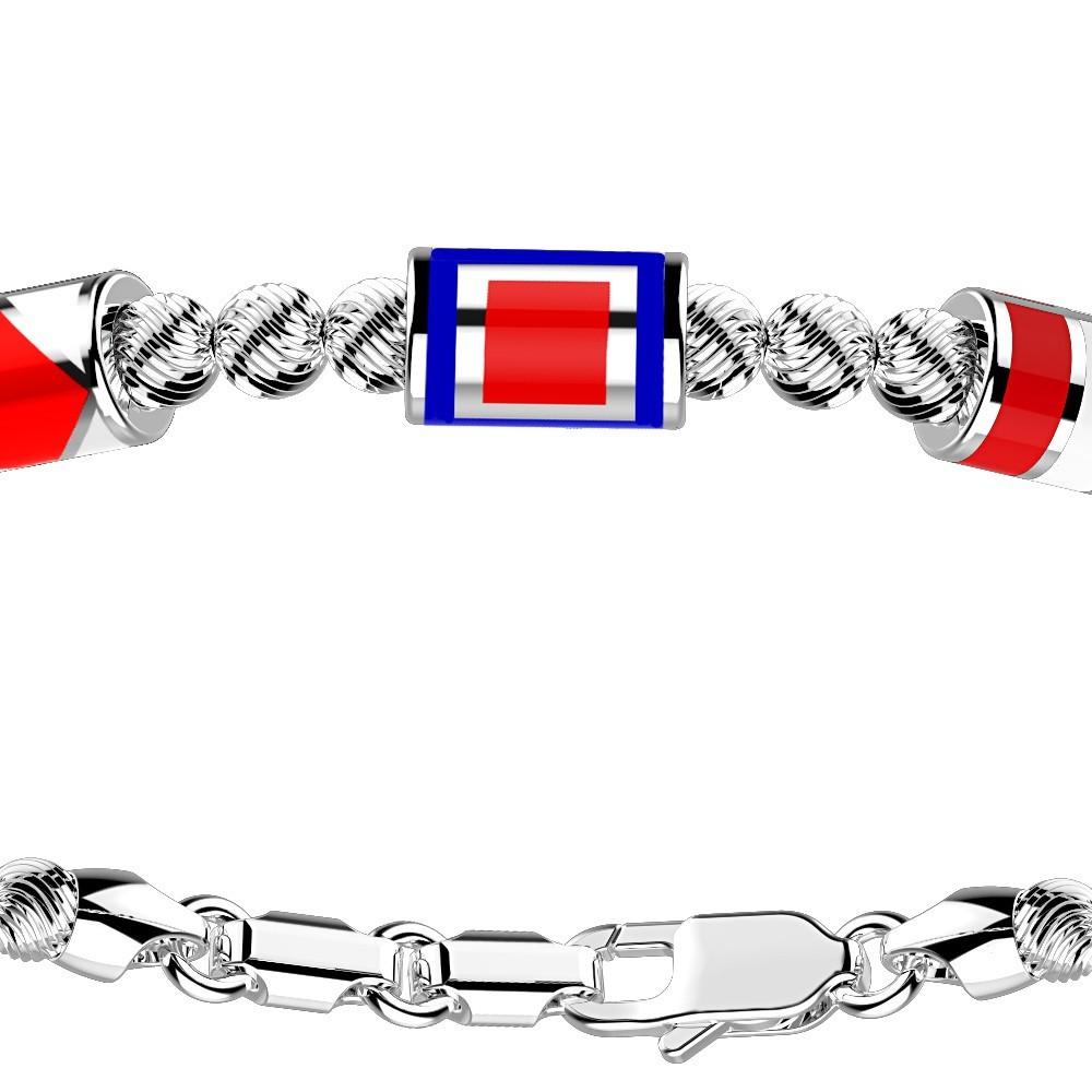 Zancan Bracciale Zancan in argento a sfere con tre bandiere nautiche In Linea
