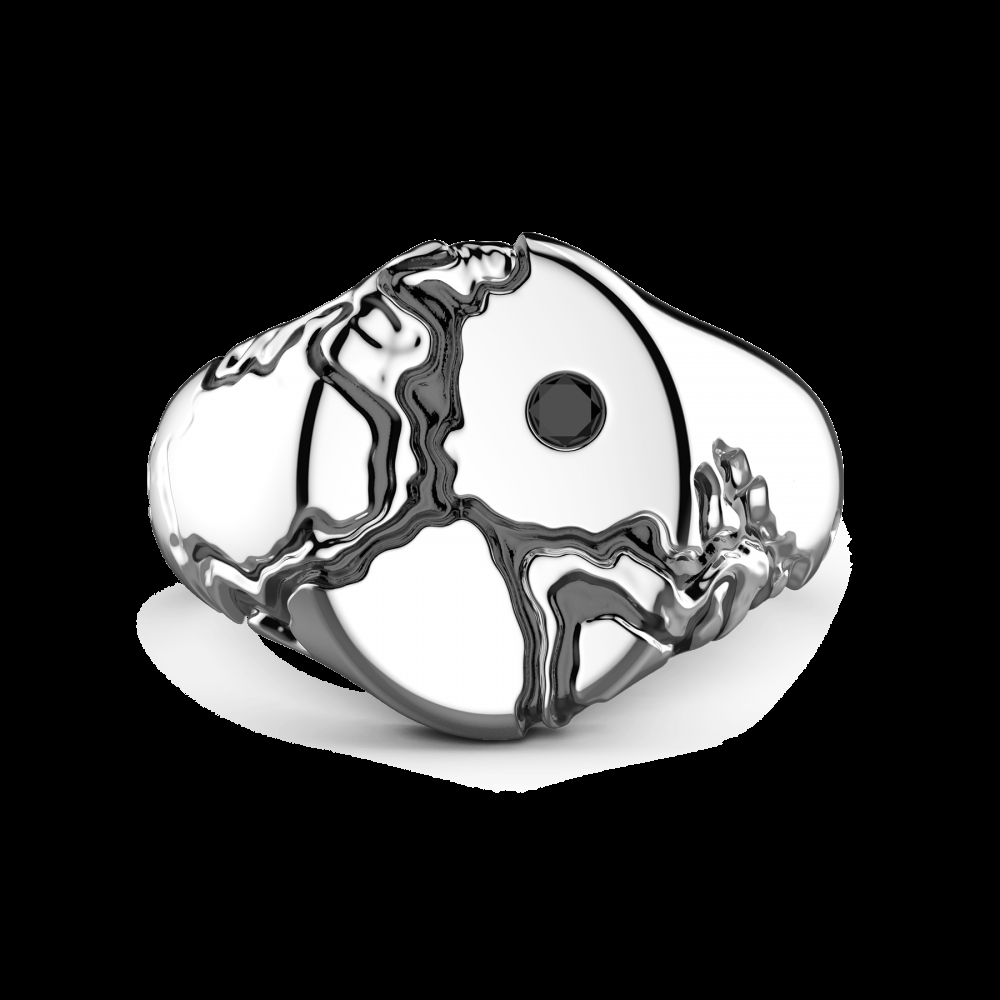 Zancan Anello chevalier Zancan in argento con pietra nera Promozione