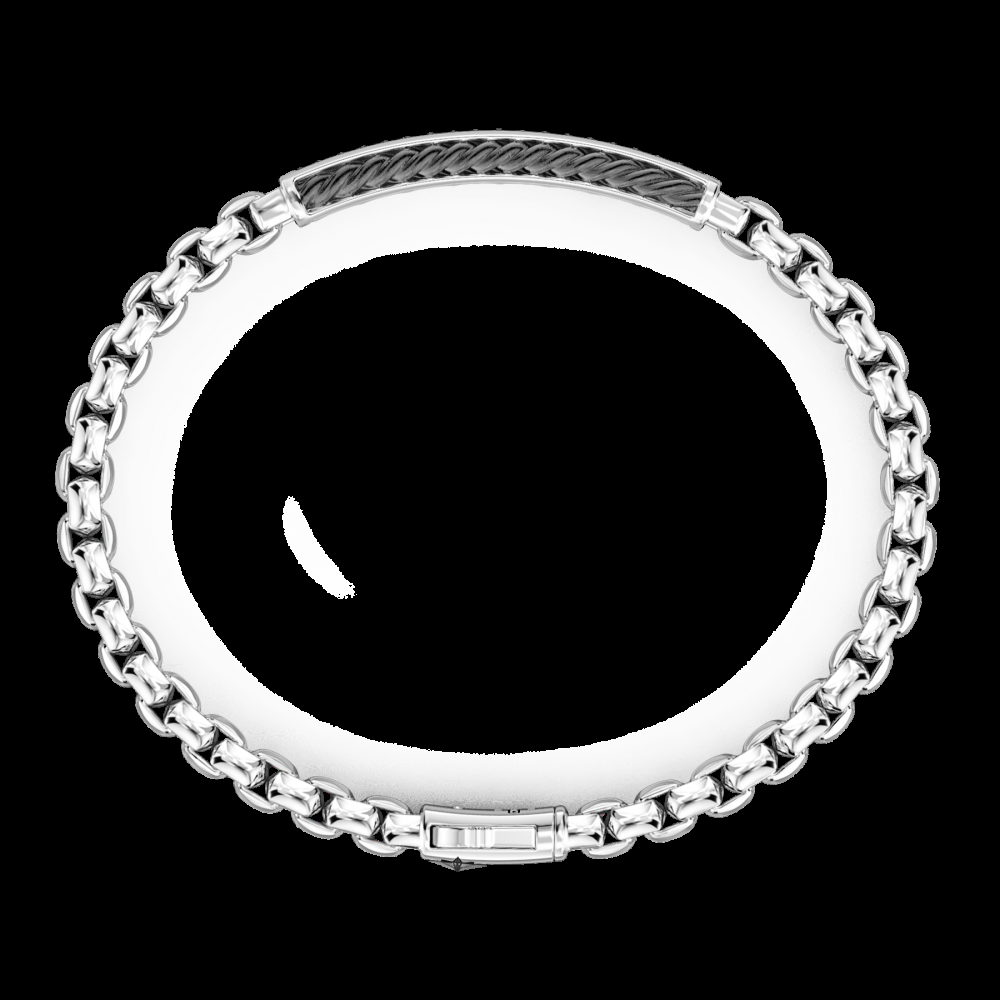 Zancan Bracciale Zancan a maglia venezia in argento con targa e pietre nere Soddisfazione Garantita