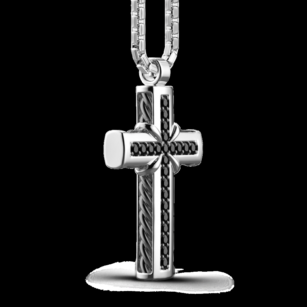 Zancan Collana Zancan in argento con pendente a croce e pietre nere Qualità Garantita