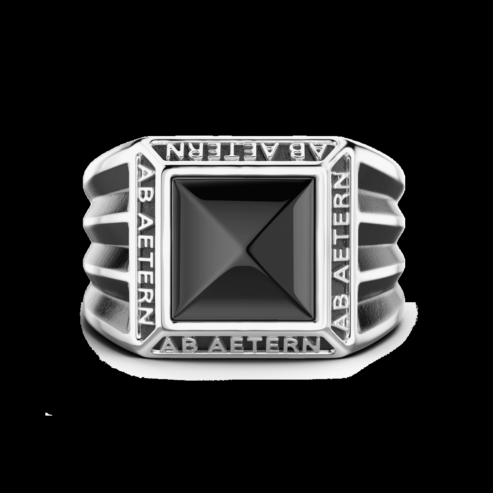 Zancan Anello Zancan in argento con scritta in latino e pietra onice Fino Al -60%