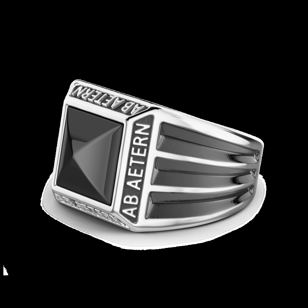 Zancan Anello Zancan in argento con scritta in latino e pietra onice Fino Al -60%
