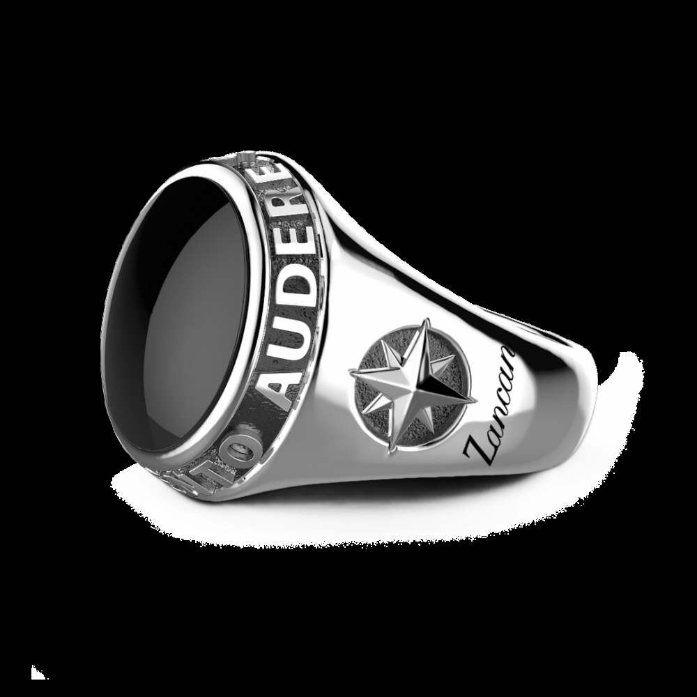 Zancan Anello Zancan in argento con onice nera e scritta in latino Shopping Online